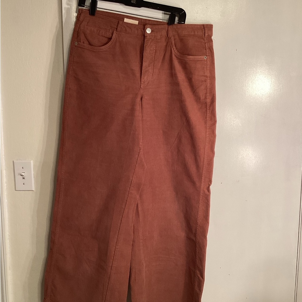 Pilcro Rust Brown Corduroy Pants Wide Leg, Crop - Picture 1 of 4
